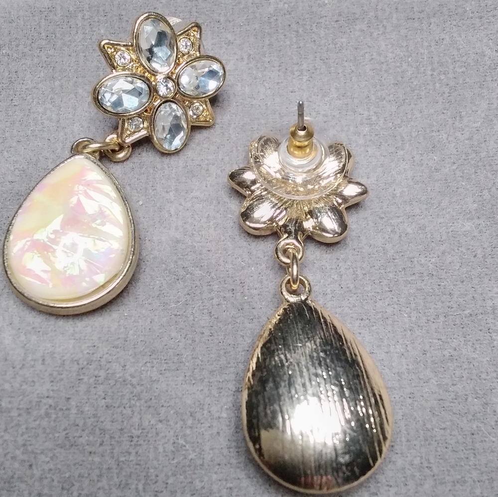 Gold opal hair comb teardrop earring jewelry set - Picture 7 of 12
